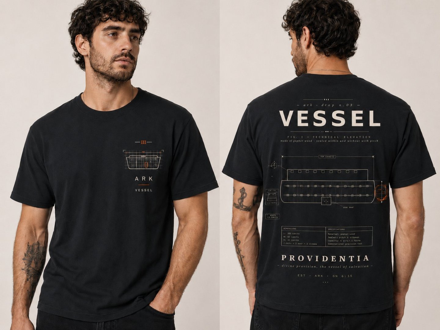 Camiseta VESSEL preto — frente e costas